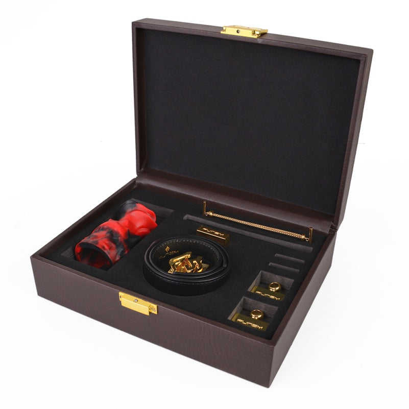 Bâillon-boule en silicone rouge et noir avec sangle Lust Fantasy - Jouet BDSM érotique pour bondage féminin