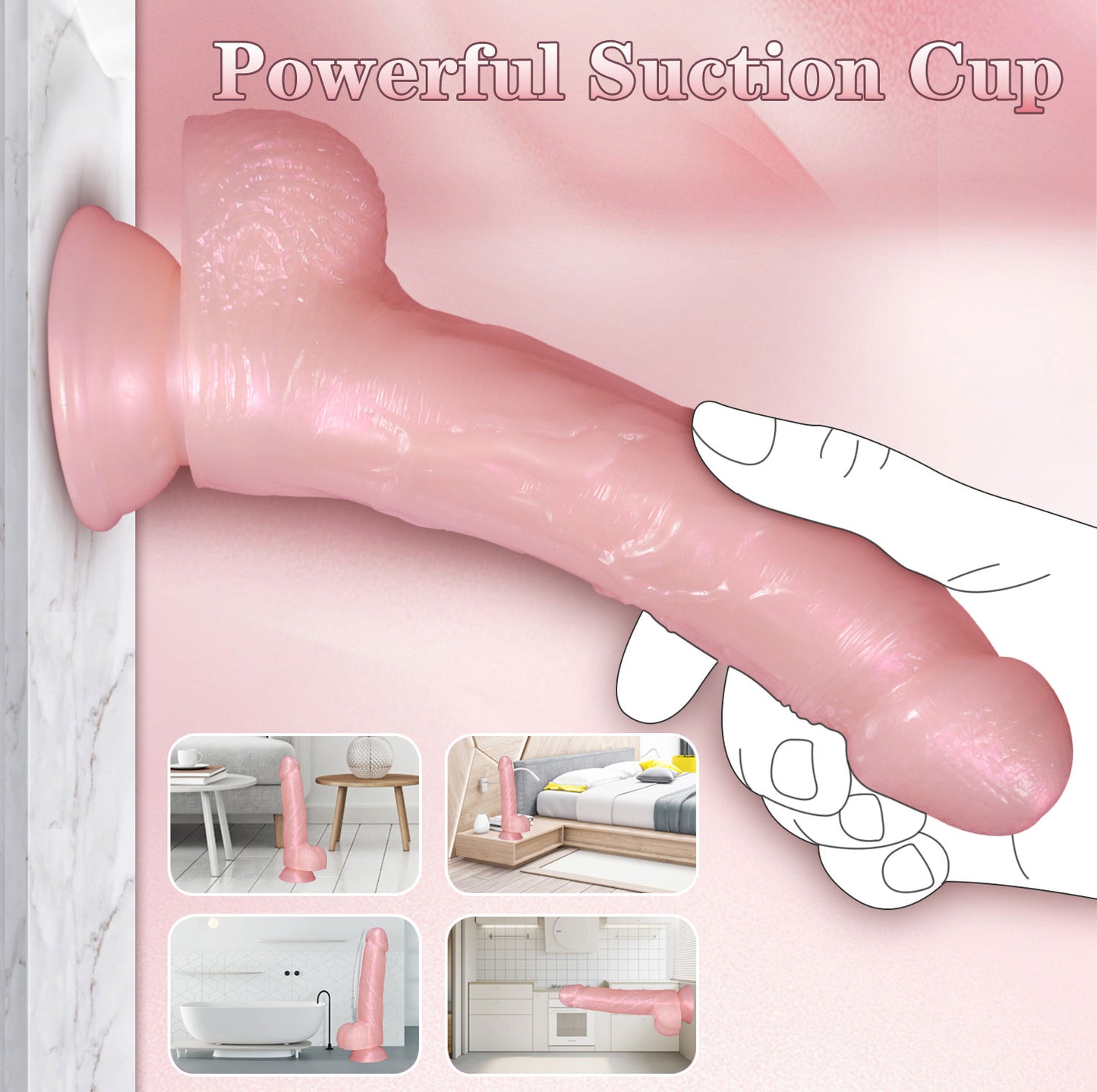Strapon Pink Dildo Butt Plug - Trägerloses realistisches Sexspielzeug mit Saugnapf für Lesbenpaare