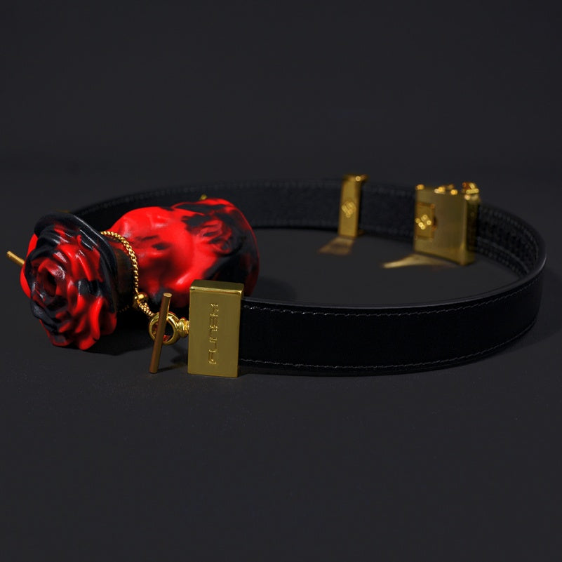 Bâillon-boule en silicone rouge et noir avec sangle Lust Fantasy - Jouet BDSM érotique pour bondage féminin