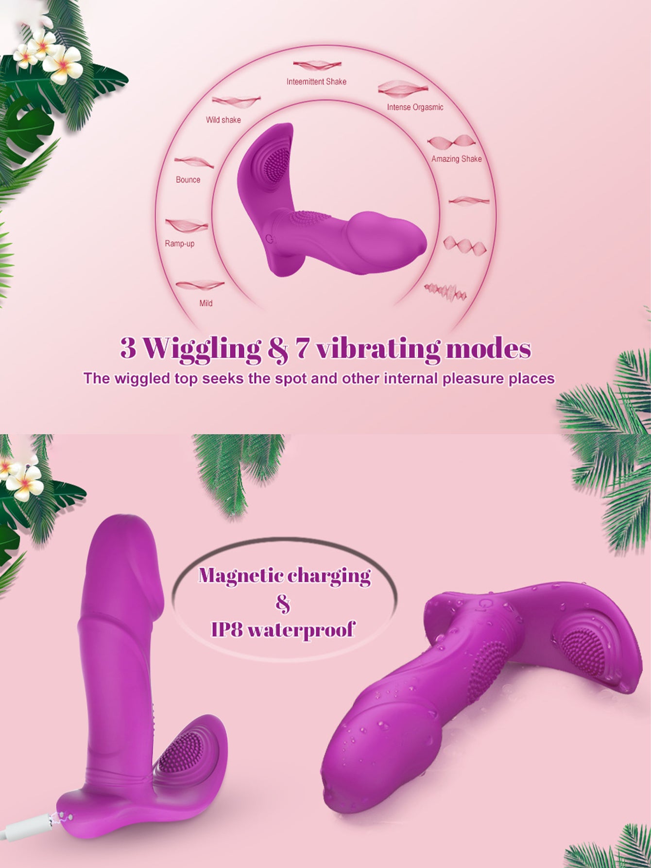 Tragbarer Wackeldildo-Vibrator – ferngesteuertes Klitoris-G-Punkt-Sexspielzeug für Frauen