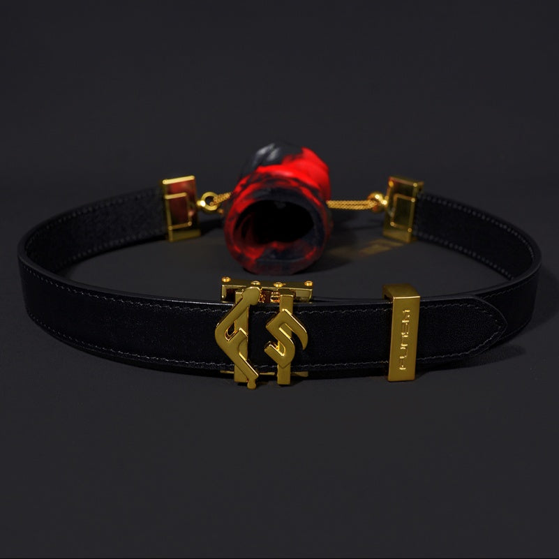 Bâillon-boule en silicone rouge et noir avec sangle Lust Fantasy - Jouet BDSM érotique pour bondage féminin