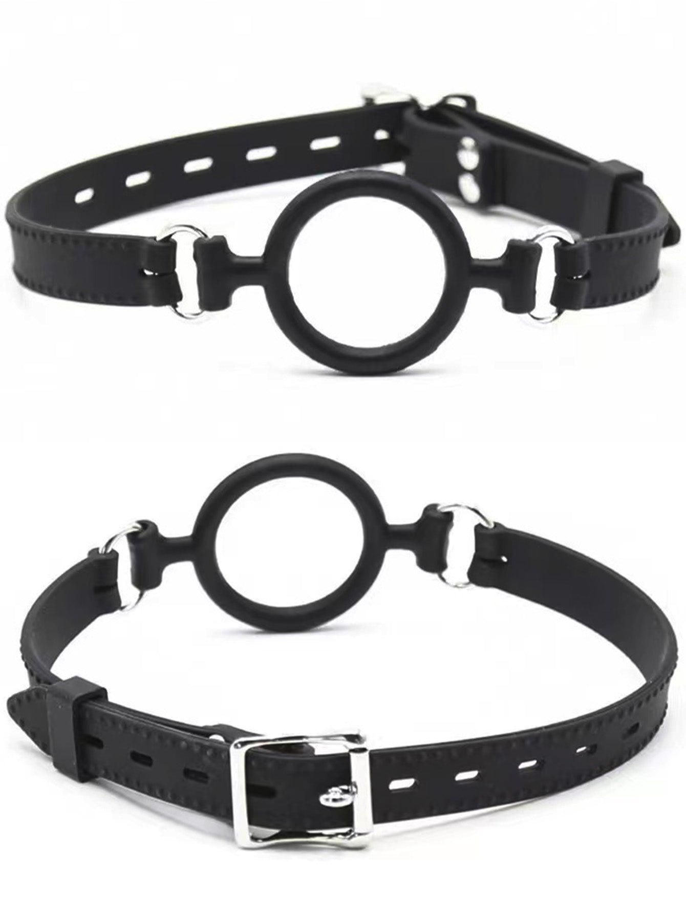 Silicone Ring Gag Oral Restraint Sex Toys - Bondage Silicone Ballgag Harness Adjustable Size