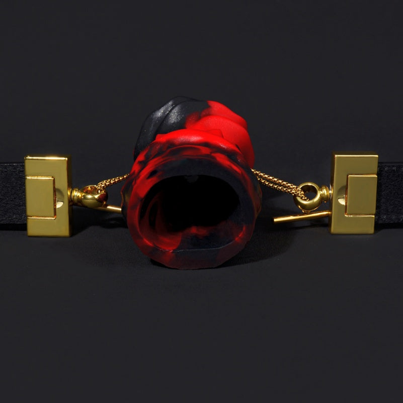 Bâillon-boule en silicone rouge et noir avec sangle Lust Fantasy - Jouet BDSM érotique pour bondage féminin