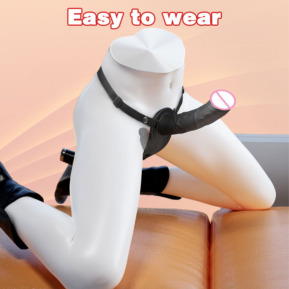 Doppelendiger Lesiban Strap-On Dildo - Realistischer schwarzer Dildo, Sexspielzeug für Paare
