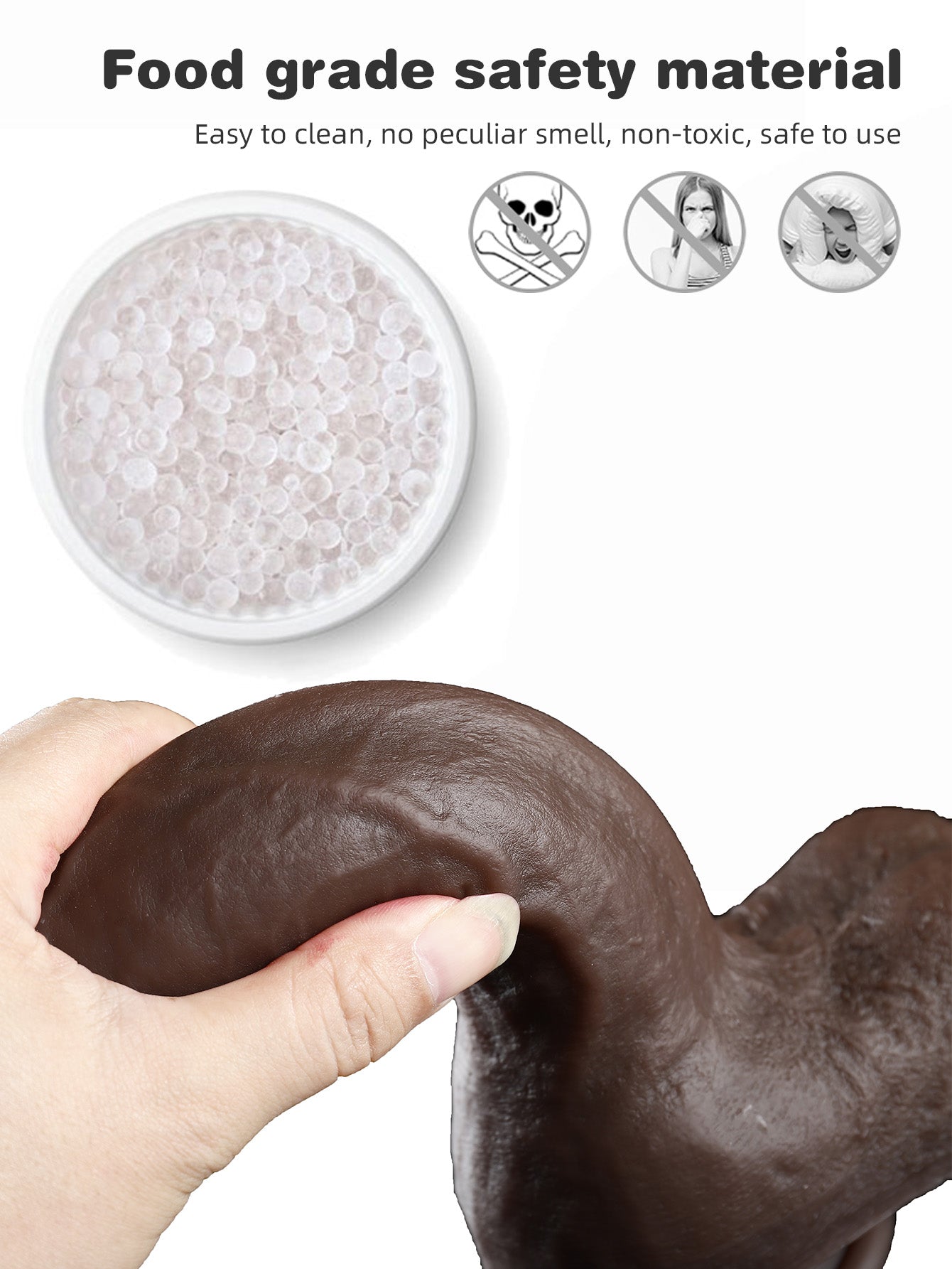Ebenholz-Dildo, Anal-Buttplug – 10 Zoll großer Hoden, Silikon-Saugnapf, Sexspielzeug für Frauen