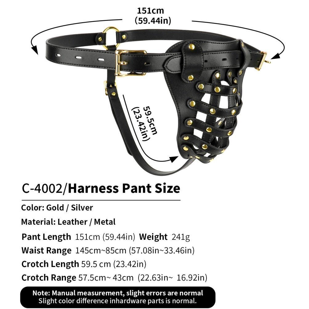 String de bondage en cuir avec sangle - Jouets BDSM à conception ouverte en maille