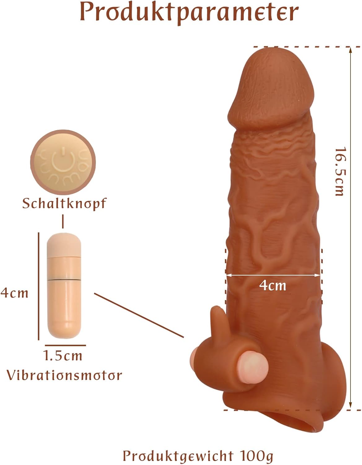 Préservatif à manchon pour pénis grandeur nature - Stimulateur de clitoris à balle vibrante Sex Toys pour hommes