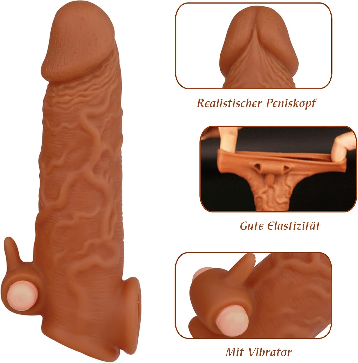 Préservatif à manchon pour pénis grandeur nature - Stimulateur de clitoris à balle vibrante Sex Toys pour hommes