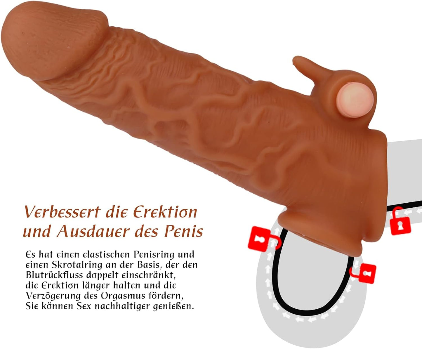Préservatif à manchon pour pénis grandeur nature - Stimulateur de clitoris à balle vibrante Sex Toys pour hommes