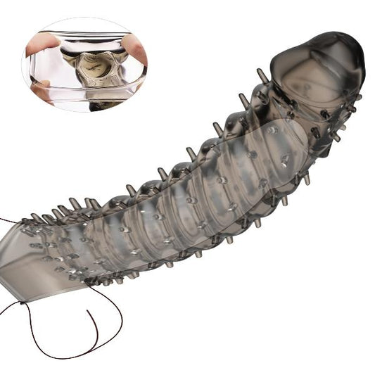 Knotted Dildo Stretchy Cock Sleeve - Jelly Penis Extender Sheath Sex Toy for Men Gay