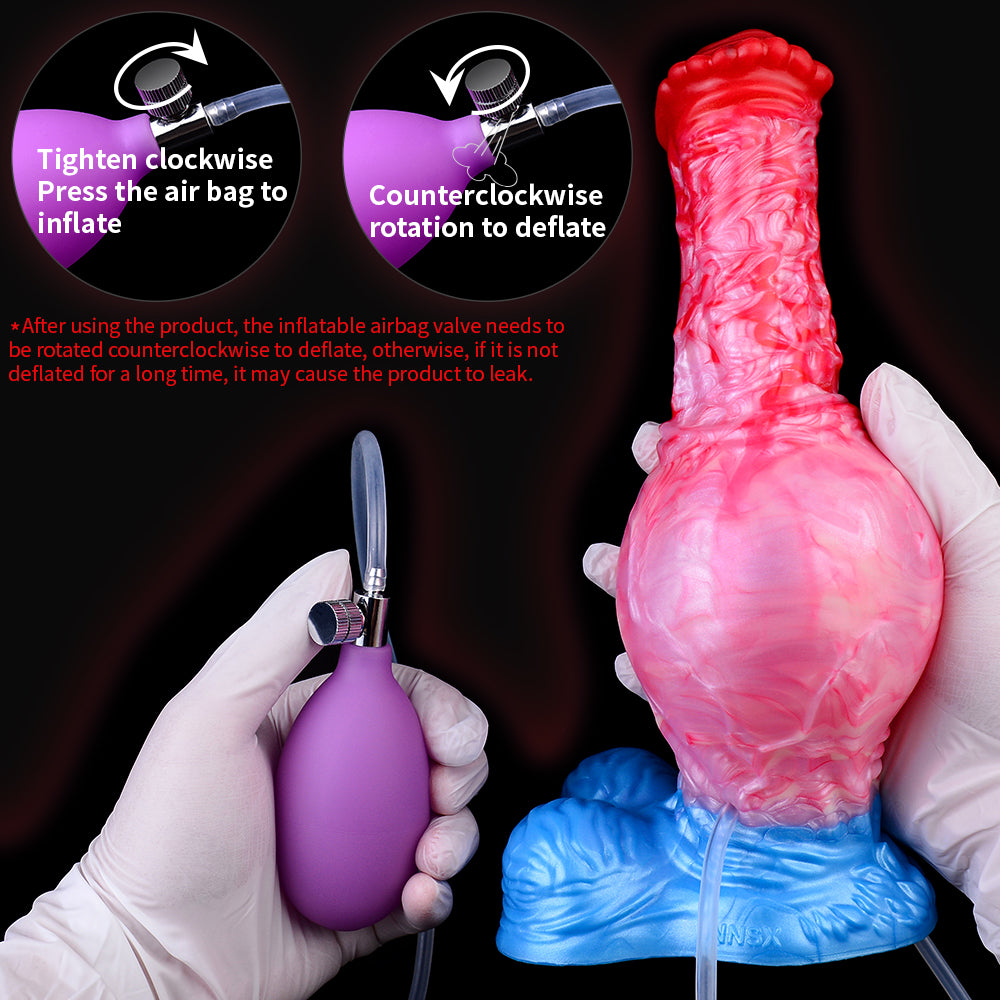 Gode gonflable Monsterdildo éjaculant Butt Plug - Jouets sexuels anaux de massage de la prostate noués en silicone pour femmes