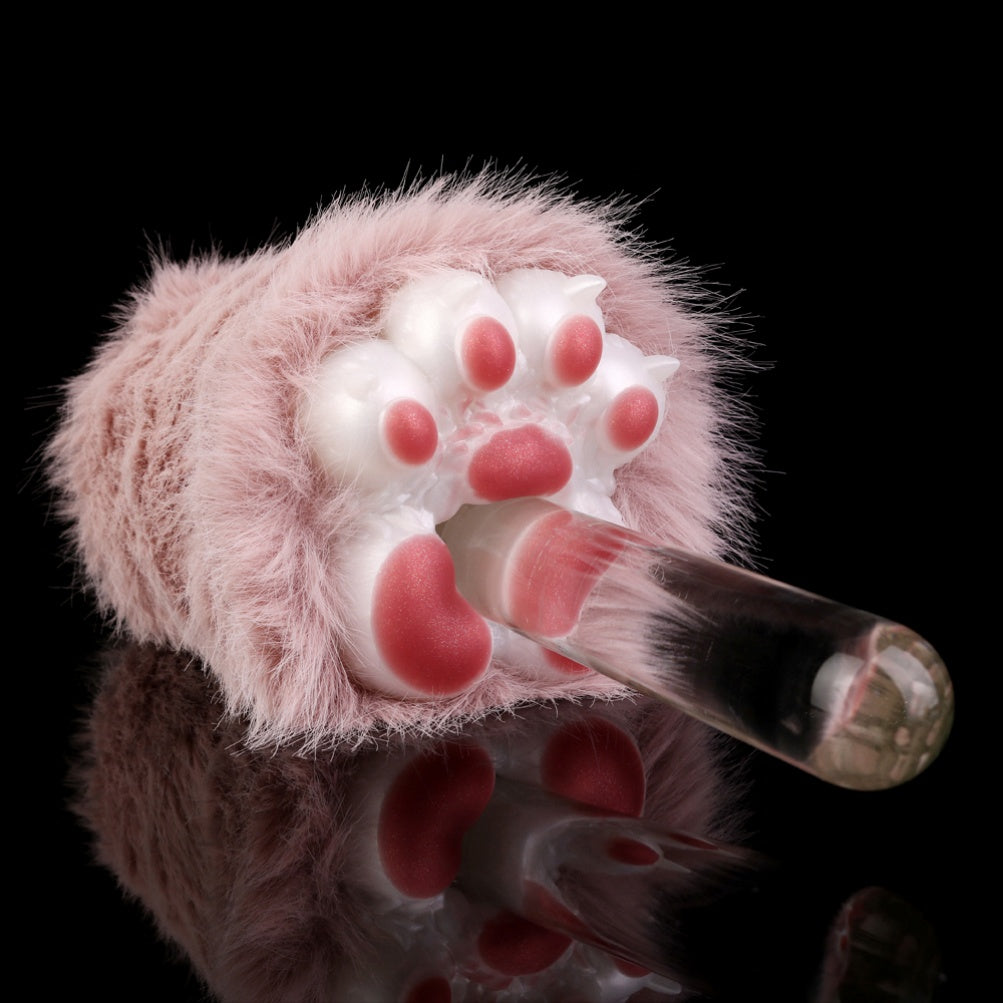 Fantasy Cat Paw Plush Silicone Pocket Pussy - Male Penis Massage Masturbation Toys