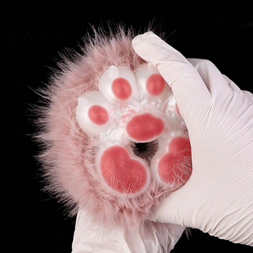 Fantasy Cat Paw Plush Silicone Pocket Pussy - Male Penis Massage Masturbation Toys