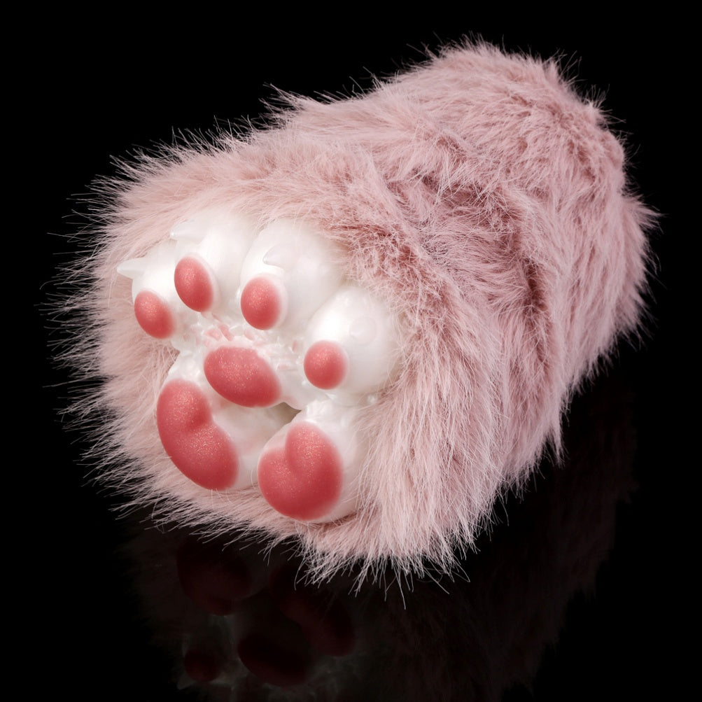 Fantasy Cat Paw Plush Silicone Pocket Pussy - Male Penis Massage Masturbation Toys