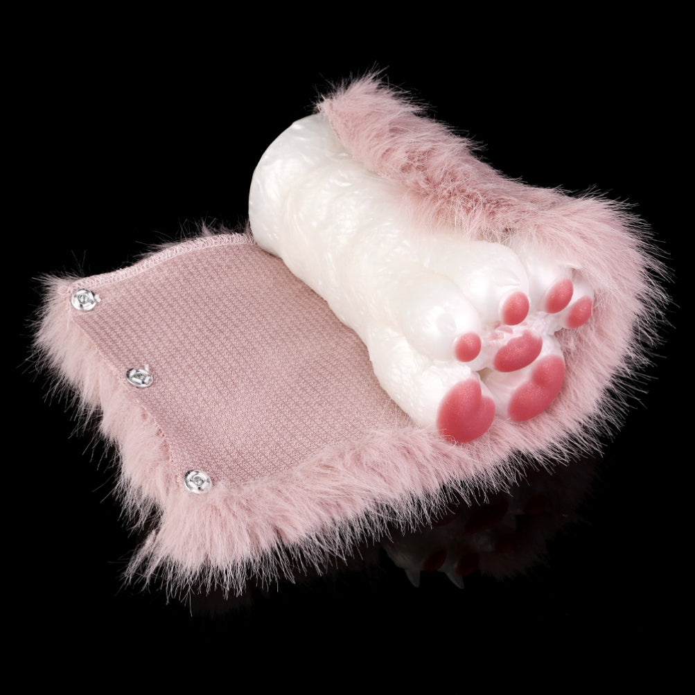 Fantasy Cat Paw Plush Silicone Pocket Pussy - Male Penis Massage Masturbation Toys