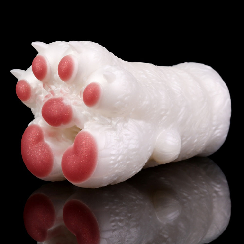 Fantasy Cat Paw Plush Silicone Pocket Pussy - Male Penis Massage Masturbation Toys
