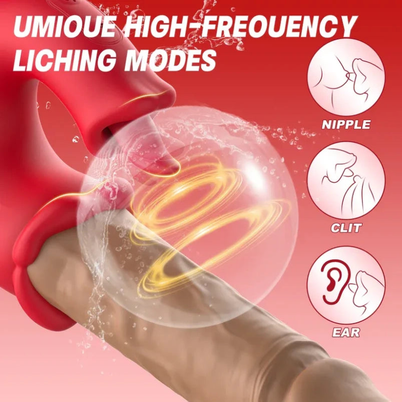 Fantasy Thrusting Vibrating Dildo - Clitoral Stimulating Magic Wand Massager