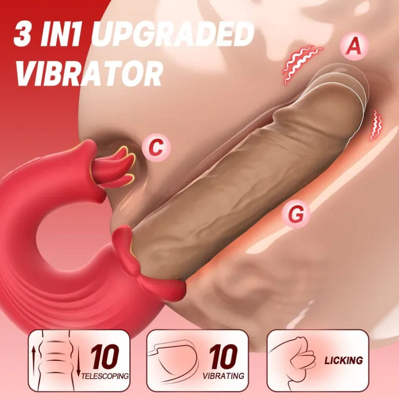 Fantasy Thrusting Vibrating Dildo - Clitoral Stimulating Magic Wand Massager