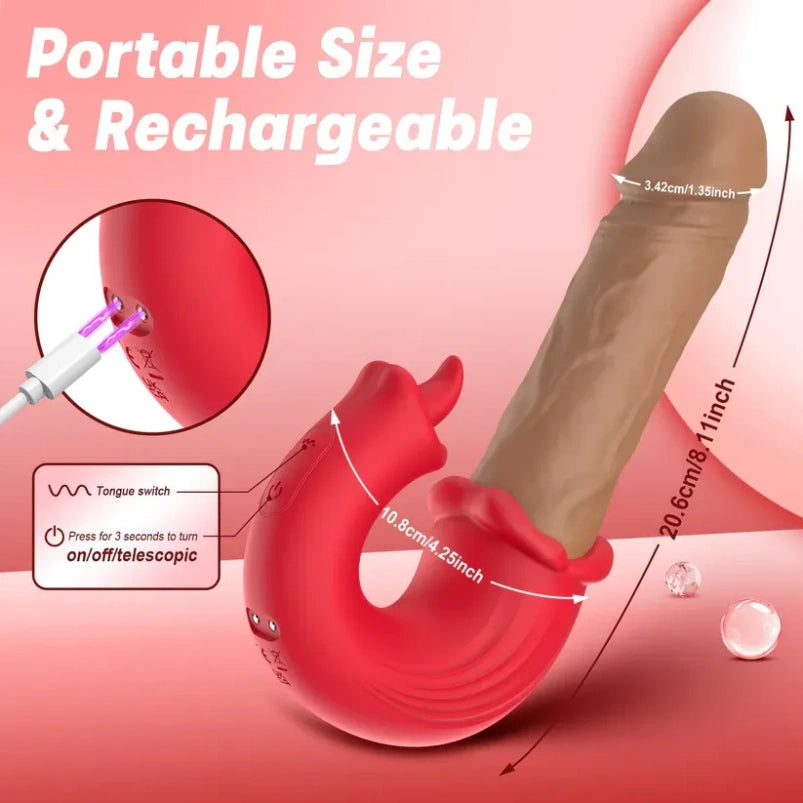 Fantasy Thrusting Vibrating Dildo - Clitoral Stimulating Magic Wand Massager