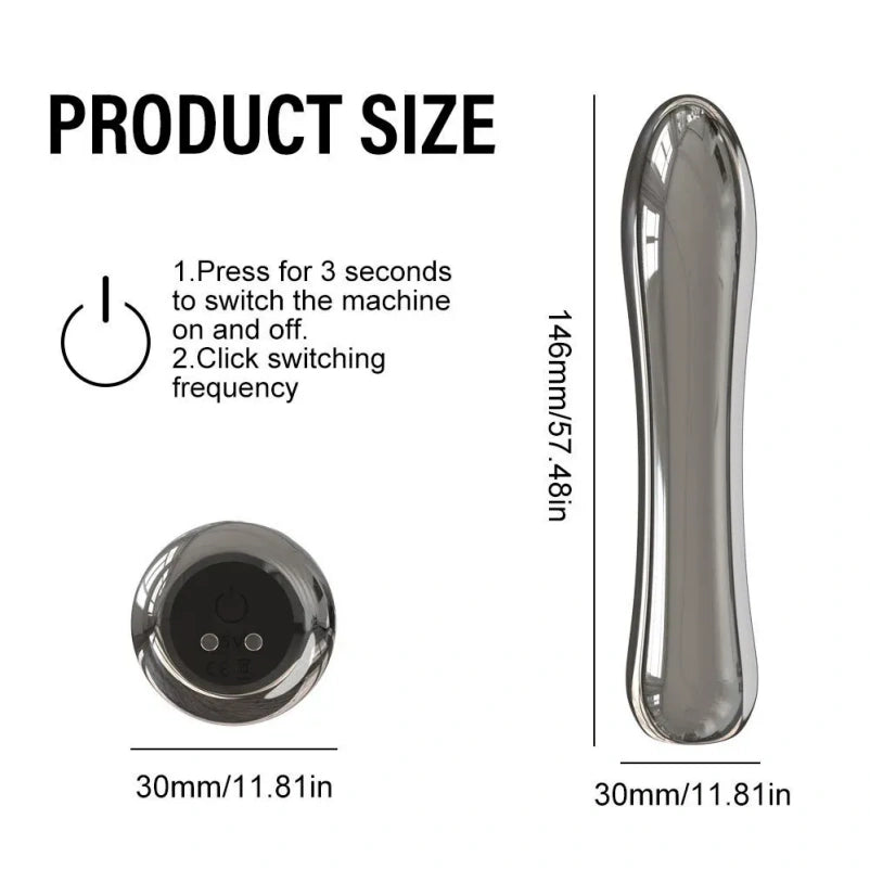 Metal Butt Plug Vibrating Magic Wand - Female Insertion Anal Masturbation Toy