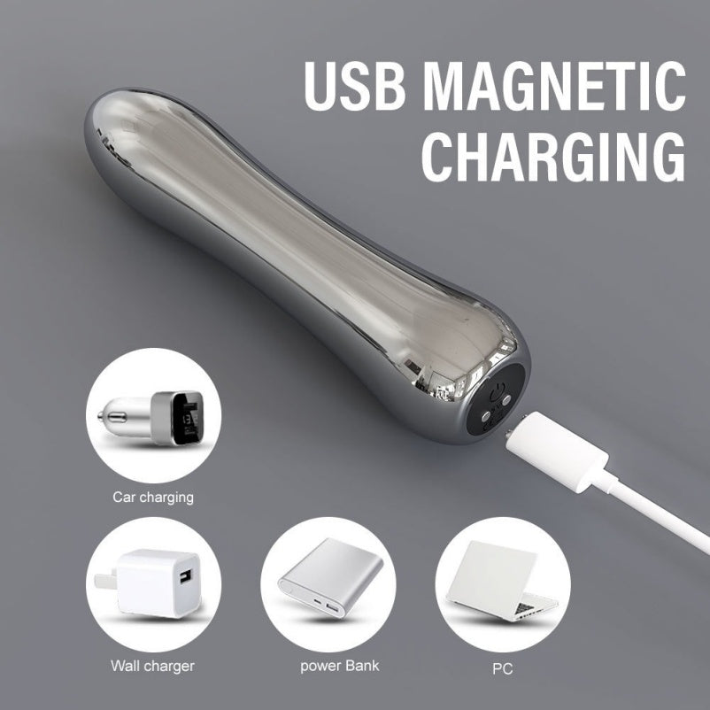 Metal Butt Plug Vibrating Magic Wand - Female Insertion Anal Masturbation Toy