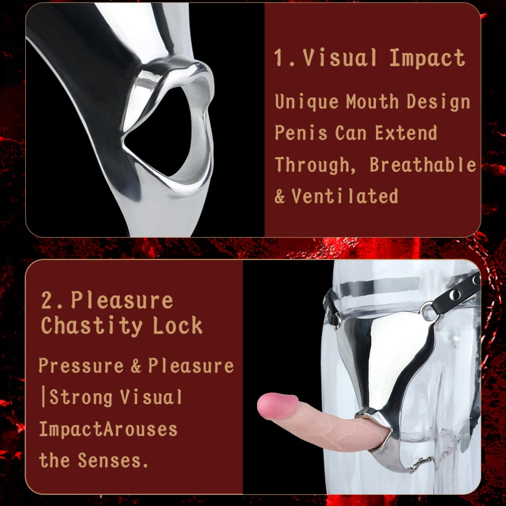Oral Fantasy Strap-on G-string – Male Chastity Stainless Steel BDSM Toys