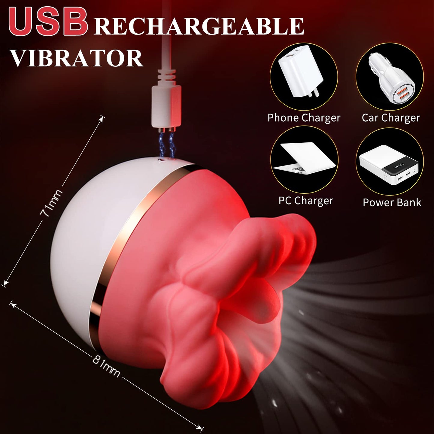 Clit Nipple Clamp Vibrator - Big Oral Sucking Licking Rose Sex Toys for Women