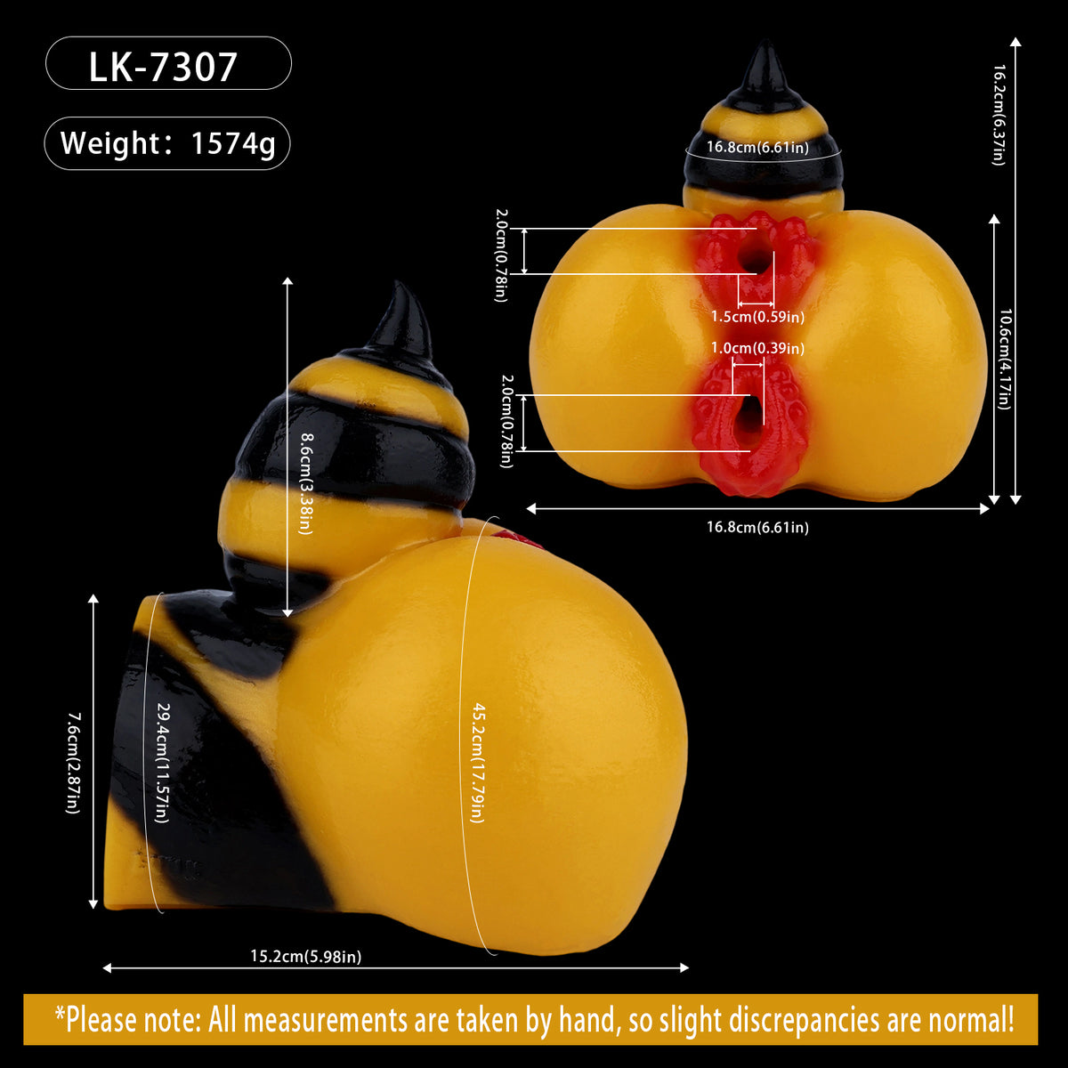 Queen Bee Pocket Pussy | Fantasy Dual-Channel Butt Masturbator with Bee Sting Tip & Stripe Texture — Platinum Silicone