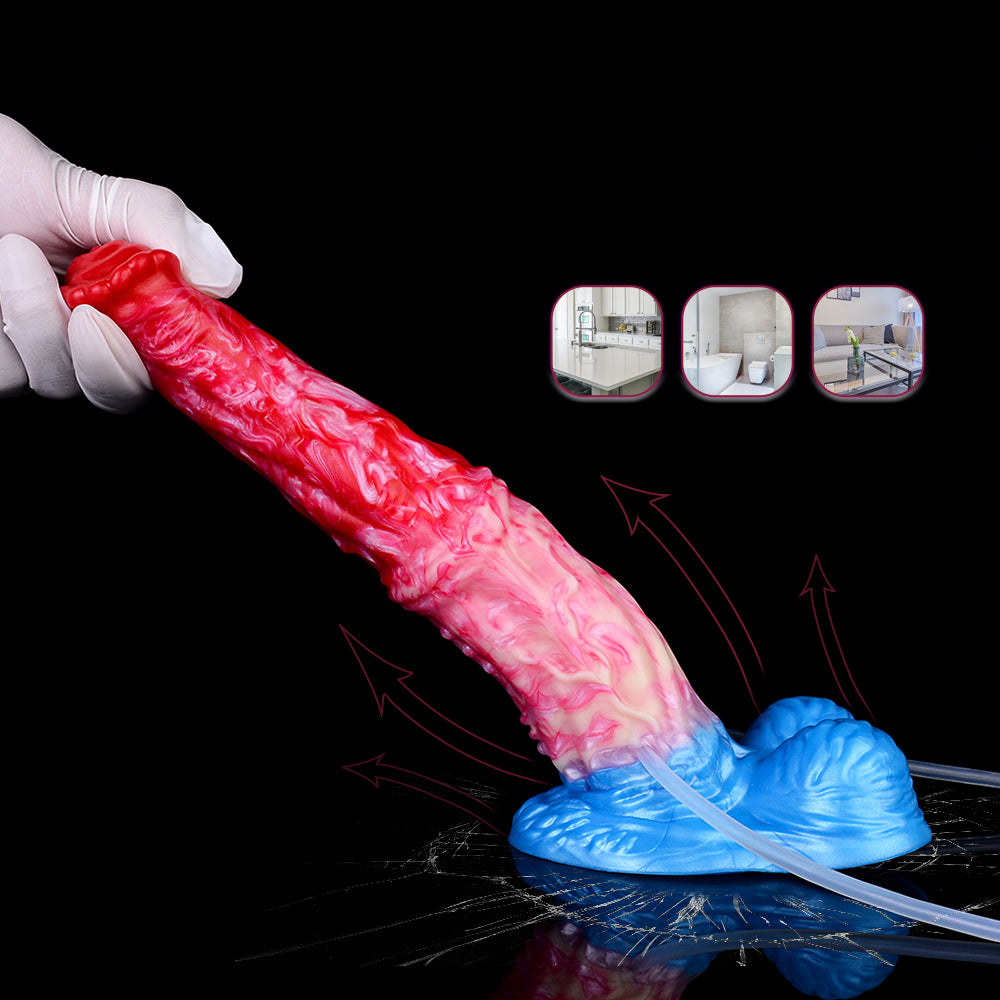Gode gonflable Monsterdildo éjaculant Butt Plug - Jouets sexuels anaux de massage de la prostate noués en silicone pour femmes