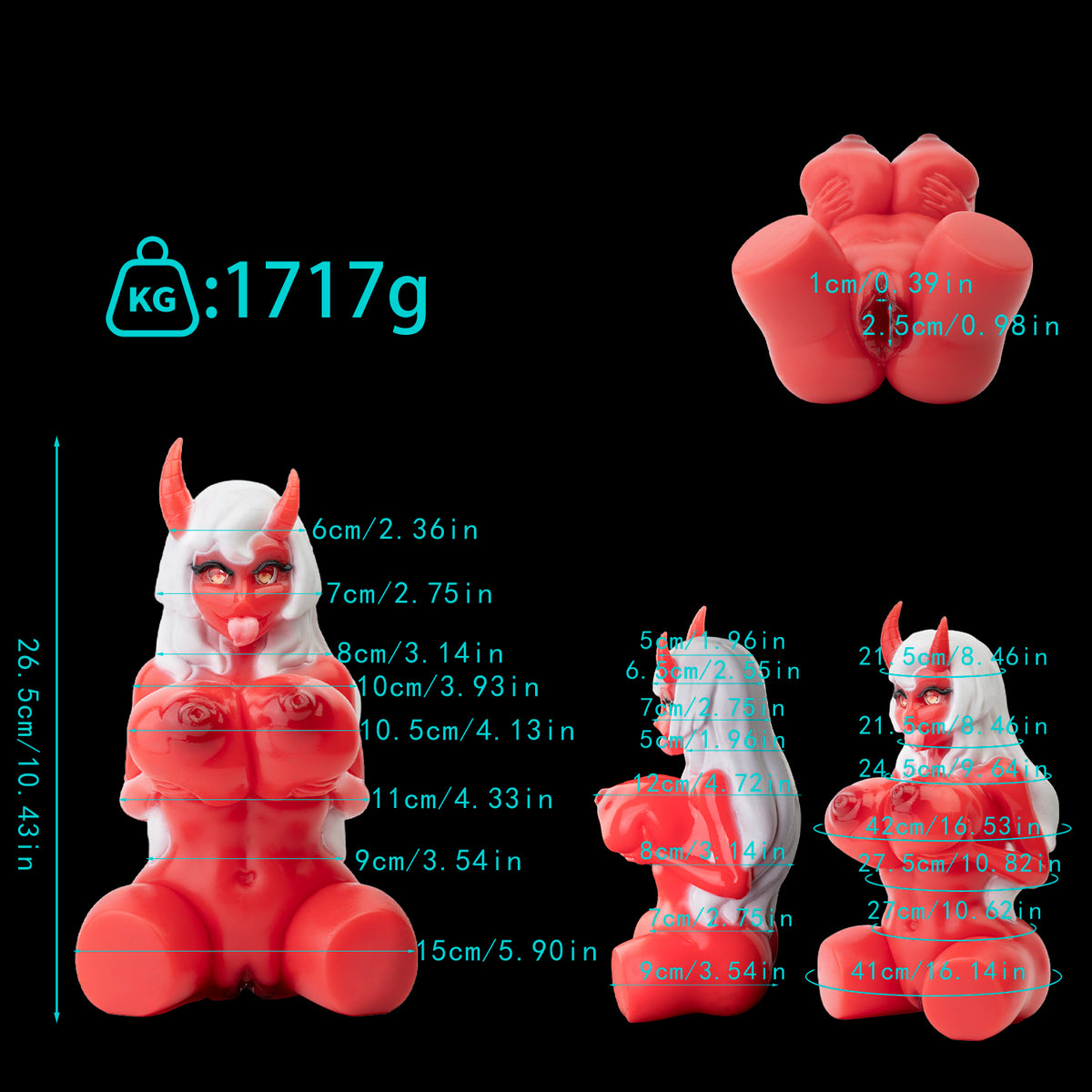 Crimson Succubus Platinum Silicone Pocket Pussy – Erotic Demoness Torso Stroker for Intense Solo Sessions & Fantasy Play