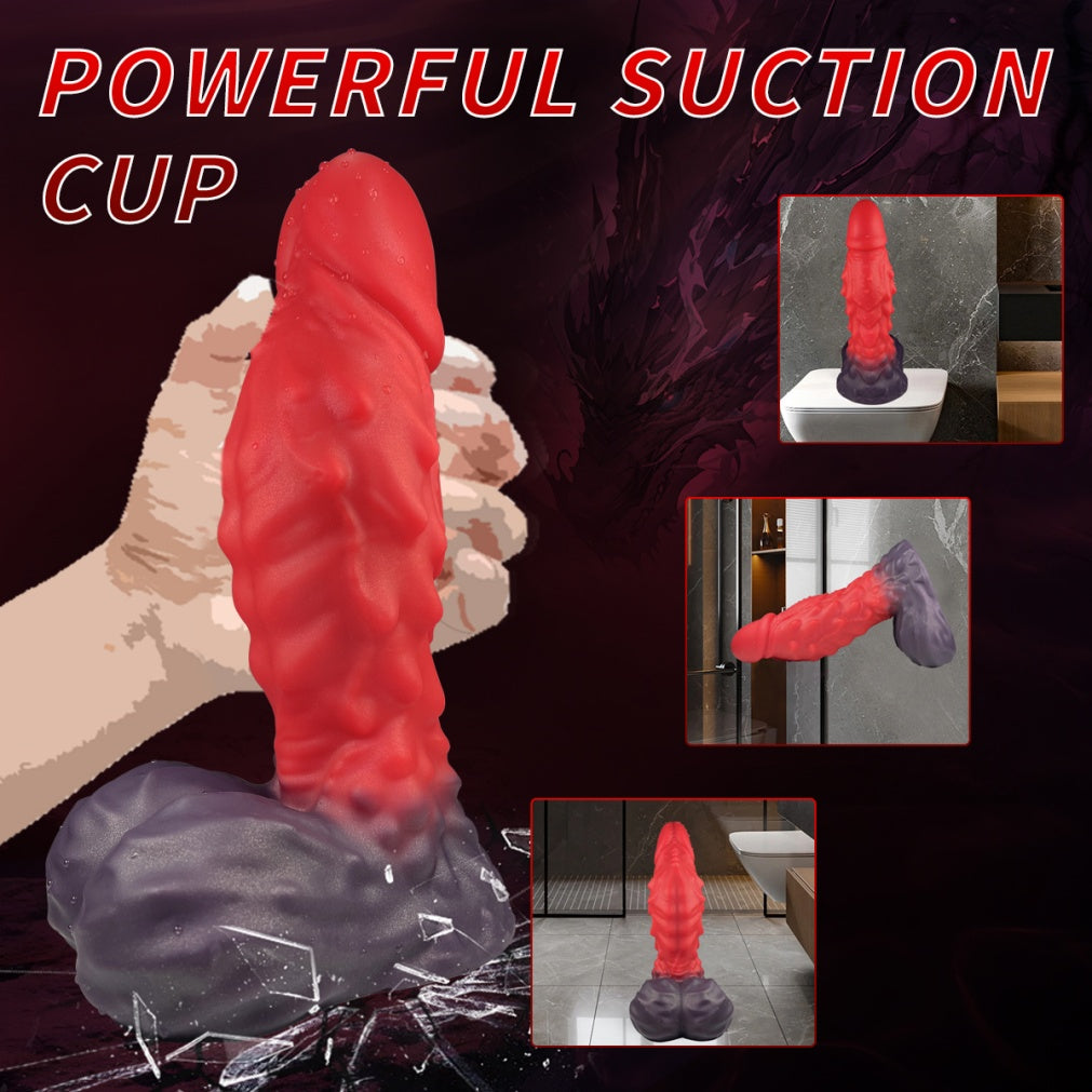 Feuriger Fantasy-Drachen-Dildo mit Saugnapf – Strukturierter Drachenpenis für intensiven G-Punkt- und Analsex.
