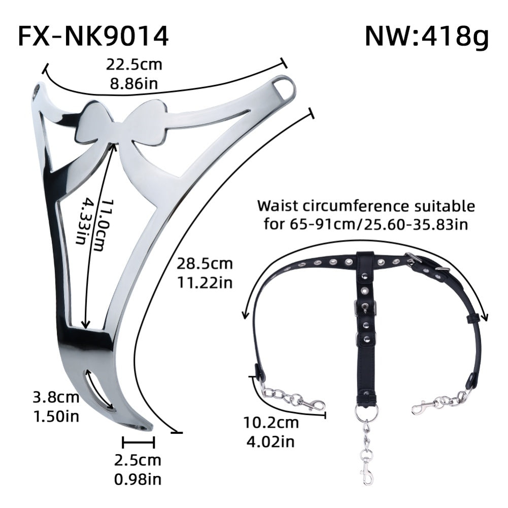 Stainless Steel Crotchless Panties Bondage Set - Female Strapon BDSM Pleasure Gear