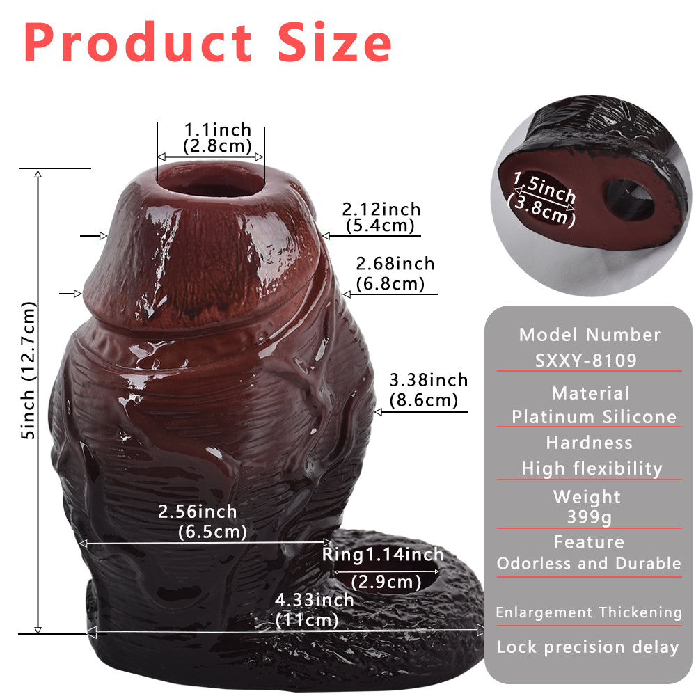 Big Girthy Cock Sleeve Extender Male Sex Toy - Thick Dildo Silicone Soft Cockring Masturbator