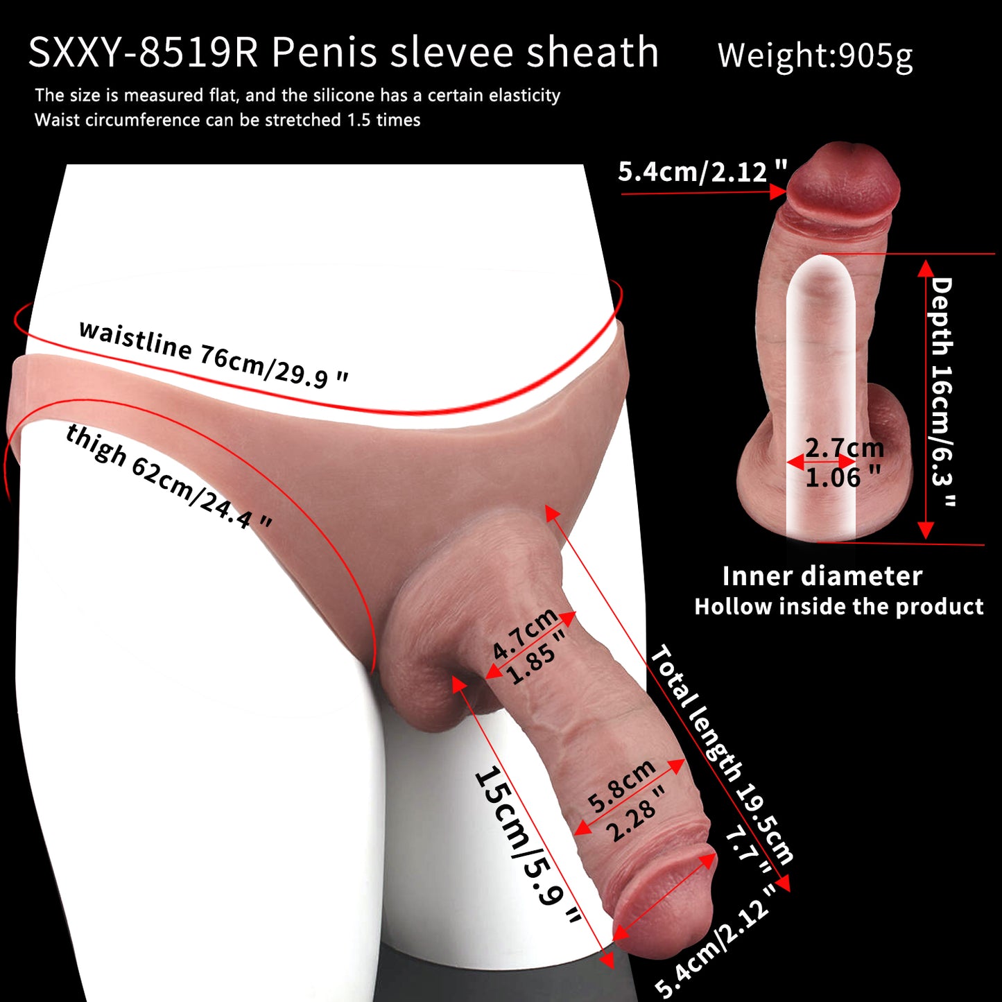 Dicke Penishülle-Unterwäsche – Realistische Penishülle-Verlängerung, Sexspielzeug für Männer und schwule Paare