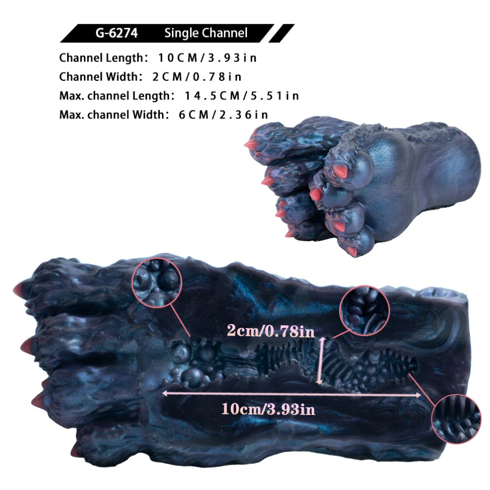 Fantasy Demon Double-Foot Silicone Pocket Pussy – Hidden Channel Masturbator with Furry Texture & Claws