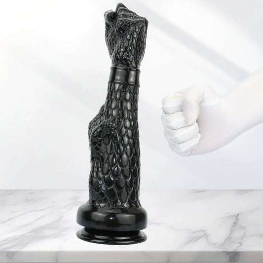 Black Silicone Arm Fantasy Fist Dildo – Expanding Stimulating Vaginal Climax Toy for Women