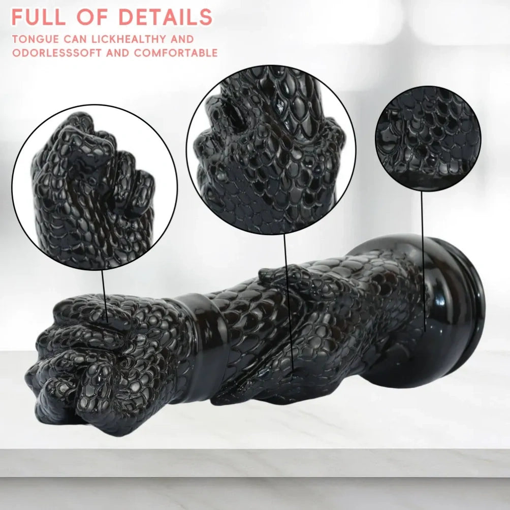 Black Silicone Arm Fantasy Fist Dildo – Expanding Stimulating Vaginal Climax Toy for Women