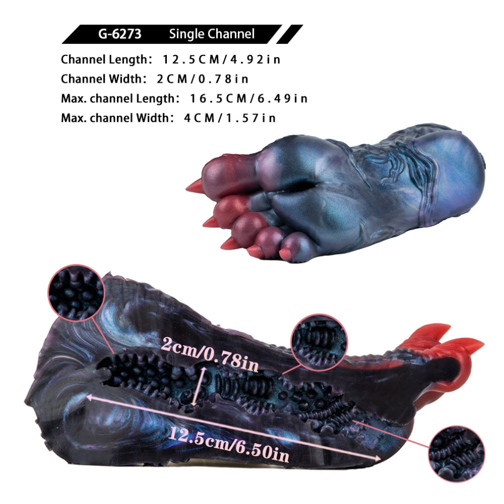 Fantasy Demon Foot Silicone Sex Doll – Textured Monster Sole Masturbator with Hidden Inter-Toe Channel