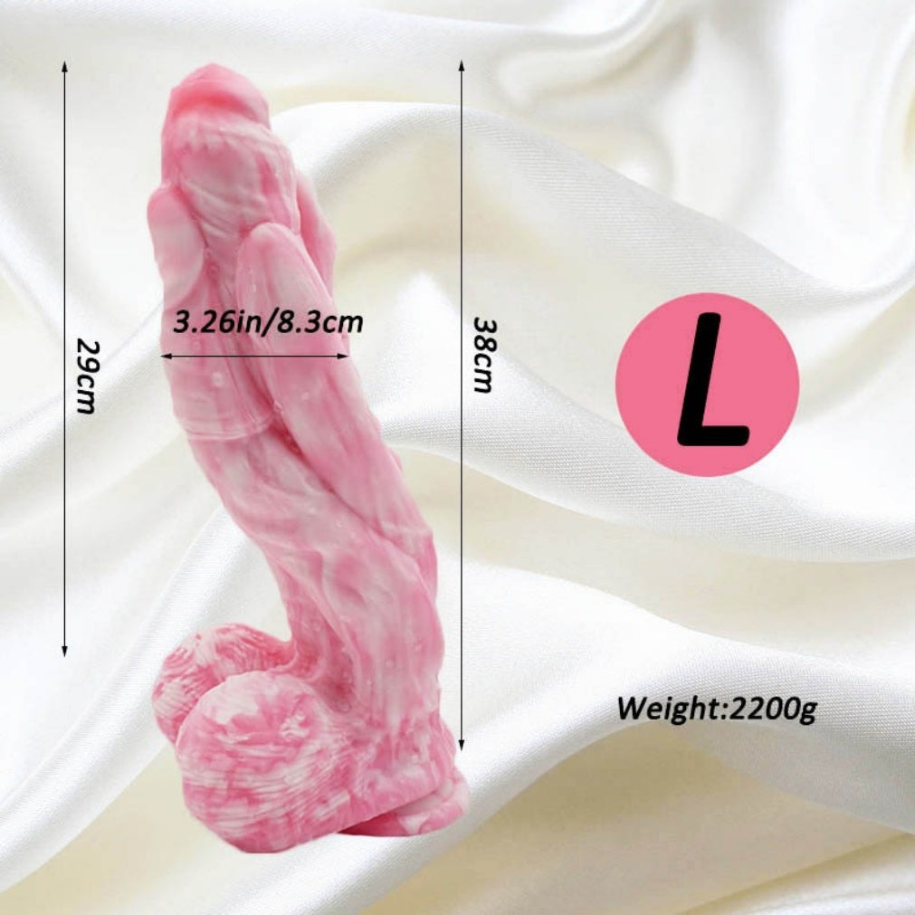 Doppelte Dichte Drachenschuppen-Hundedildo – Riesiger verknoteter Kreaturen-Schwanz-Fantasy-Silikondildo S/M/L | Domlust
