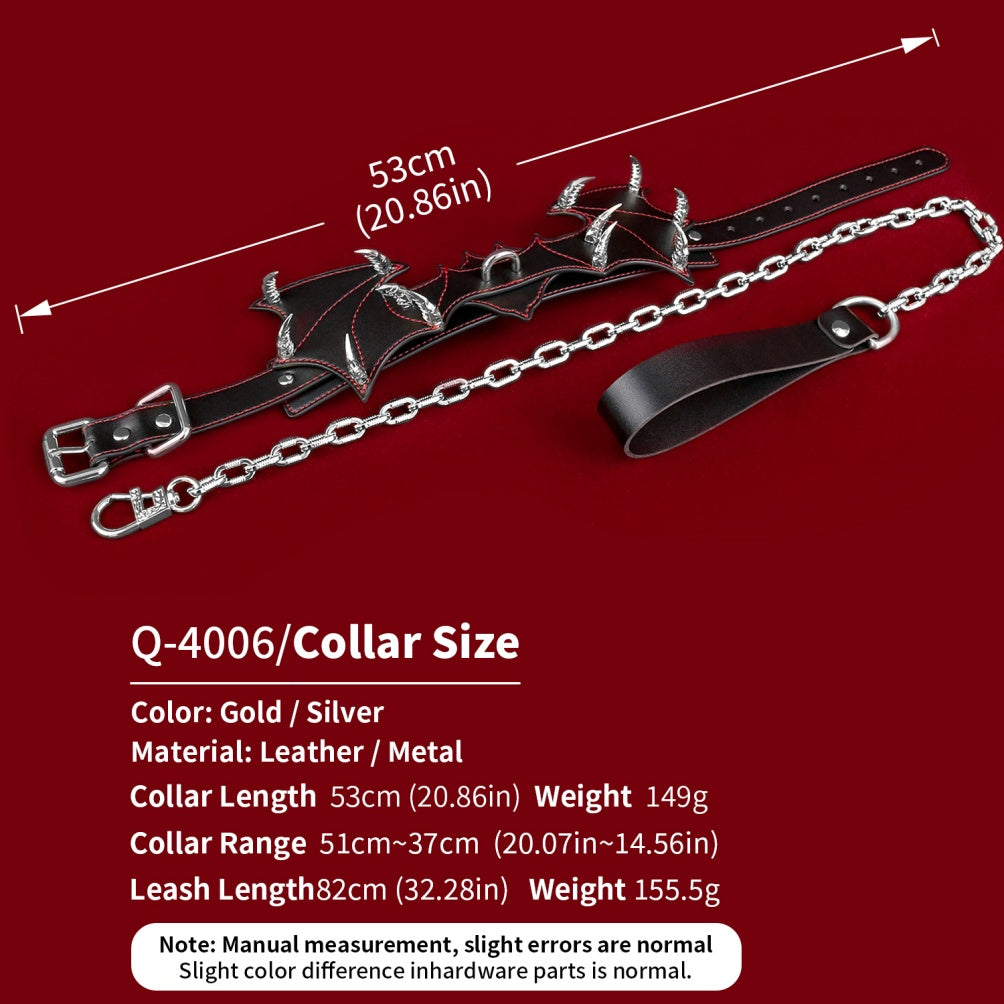 Fantasy Bat-shaped Leather BDSM Collar - Master-Slave Training Strap-on Bondage Toys