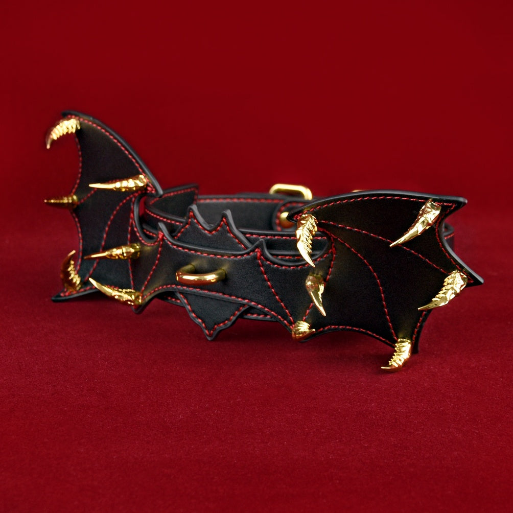 Fantasy Bat-shaped Leather BDSM Collar - Master-Slave Training Strap-on Bondage Toys