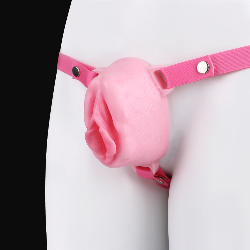 Sissy Strapon Realistic Fake Vagina – Insertable Pink Silicone Sex Toy for Men