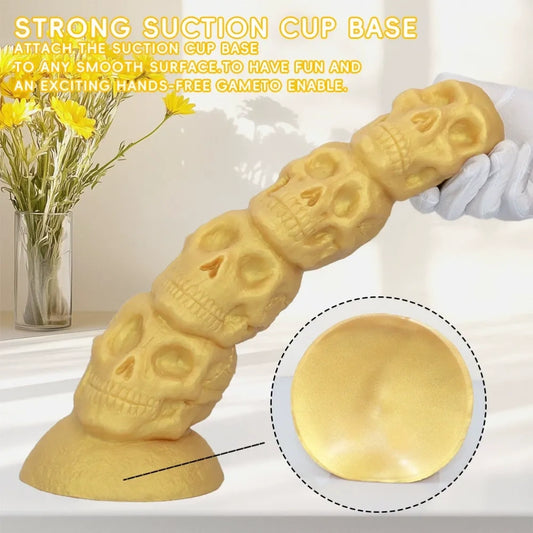 Fantasy Skull Anal Beads Silicone Dildo with Suction Cup - Female Vaginal Fisting Expansion Masturbation Toy
