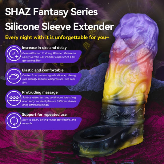 Full-Encasing Fantasy Silicone Penis Sleeve – 5-Inch Male Cock Extender & Ejaculation Control Toys