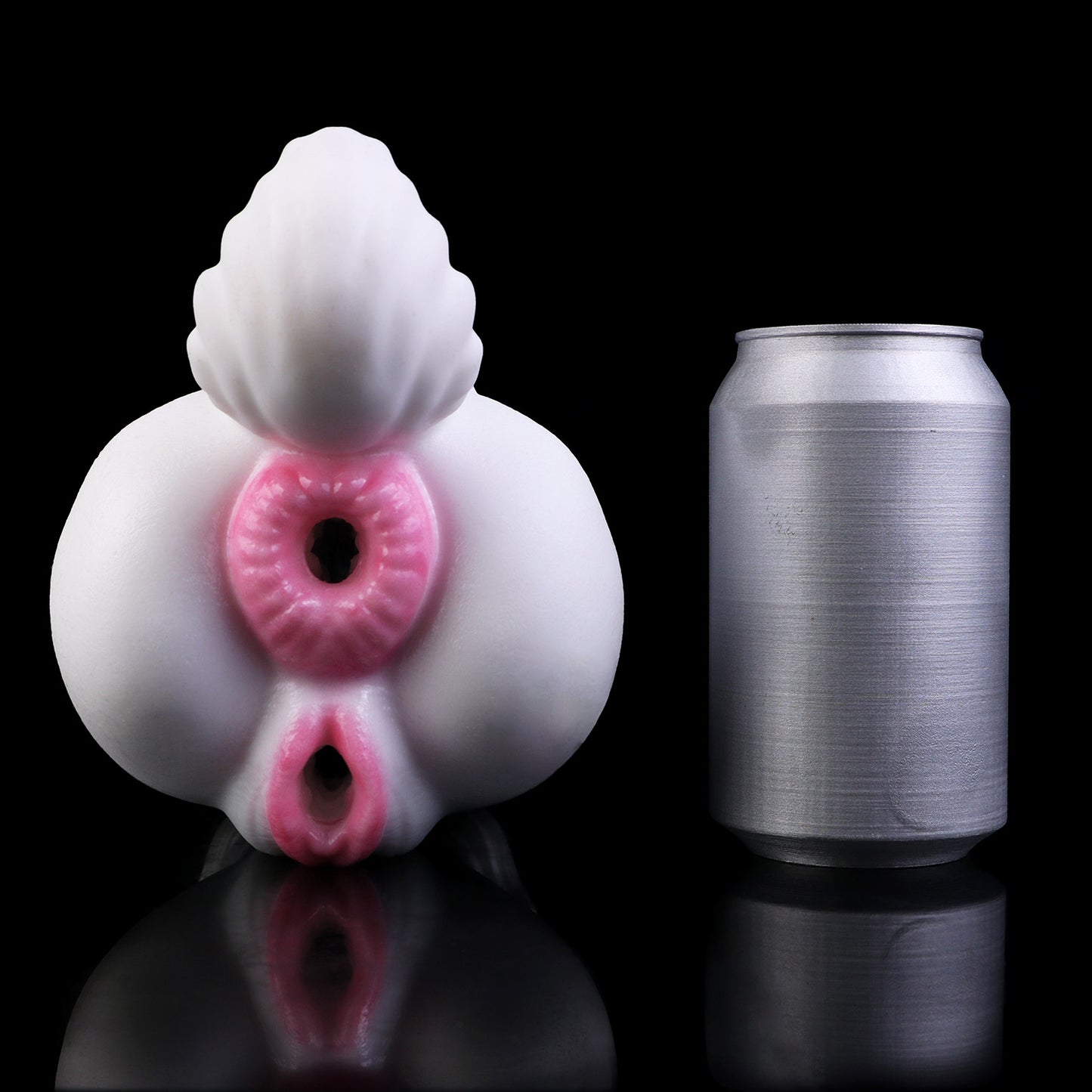 Arctic Wolf Pocket Pussy — Platinum Silicone Fantasy Wolf Rear Masturbator with Dual Channel, Fur Texture & Pink Accent