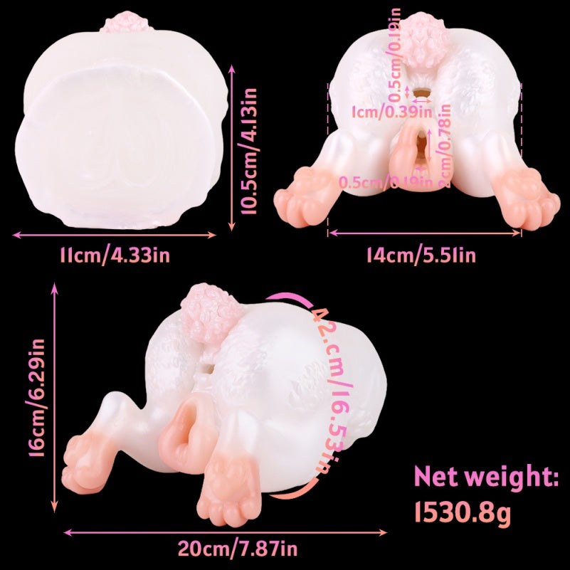 Pink Bunny Fantasy Animal Pocket Pussy - Insertable Penis Massaging Blowjob Silicone Sex Dolls