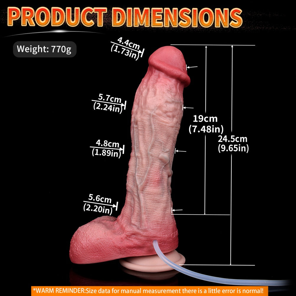 Wearable Squirt Silicone Suction Cup Dildo - Realistic Veined Texture Female Masturbation Toy