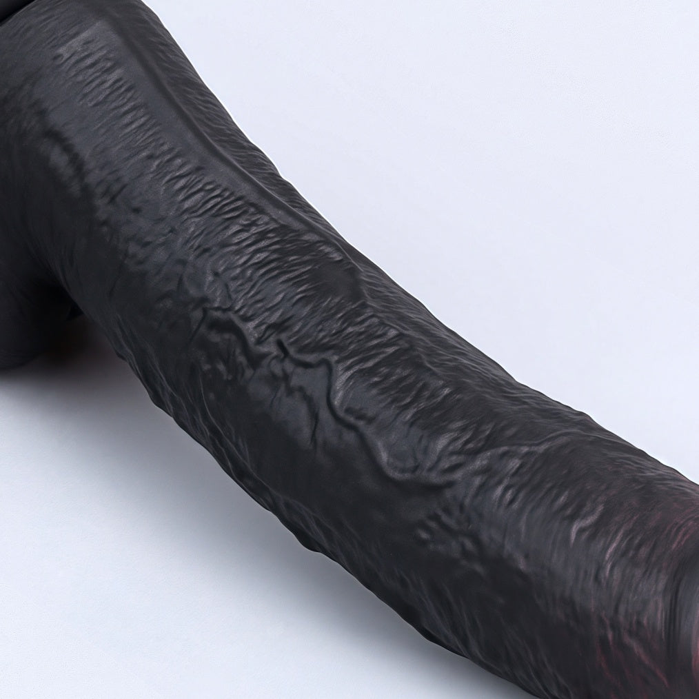 Big Black Realistic Dildo – Platinum Silicone Vein Texture Suction Cup Fetish Toy | Domlust