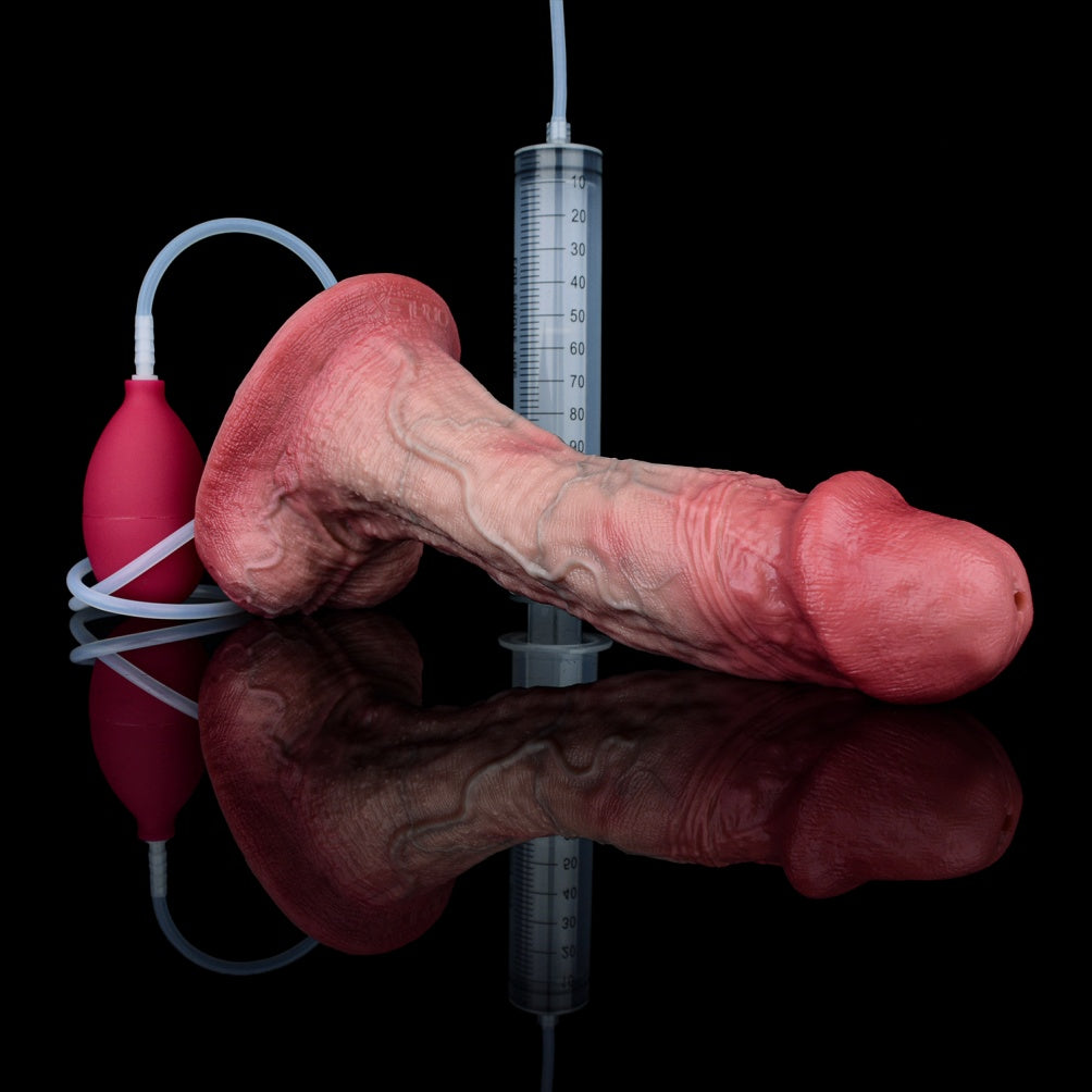 Fantasy Squirt Simulated Silicone Dildo - Suction Cup Attached for Insertion Masturbation Toy
