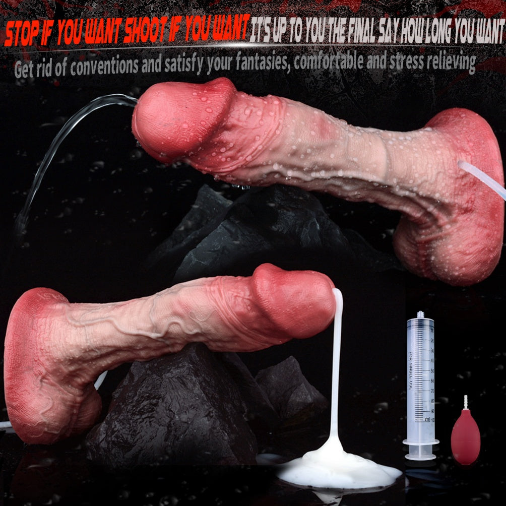 Fantasy Squirt Simulated Silicone Dildo - Suction Cup Attached for Insertion Masturbation Toy